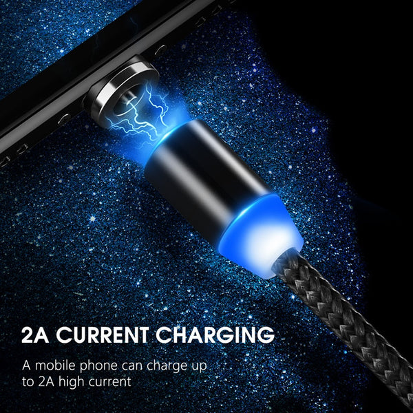 3 in 1 Fast Magnet Charge Cable LED Lighting 8 Pin Micro