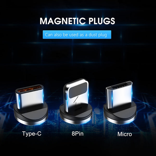 3 in 1 Fast Magnet Charge Cable LED Lighting 8 Pin Micro