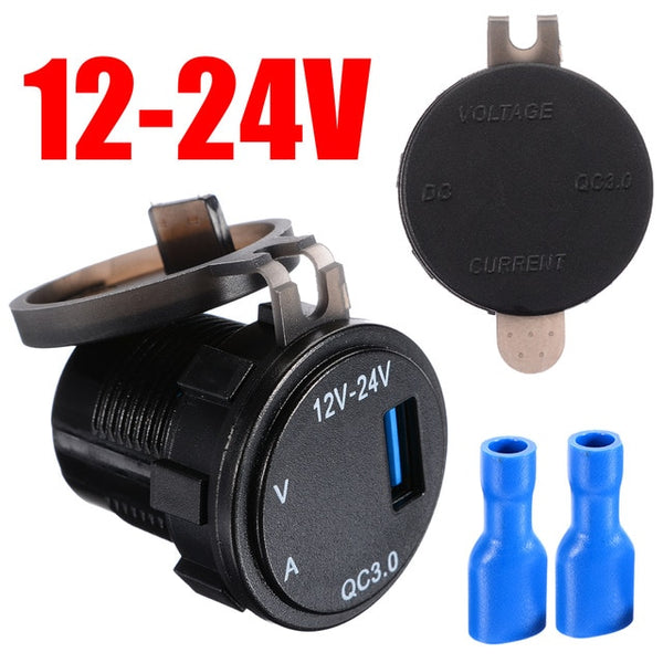 Car Charger QC 3.0 USB 5V/3A Charging Socket Adapter Voltmeter Ammeter