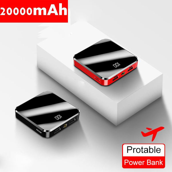 20000 mAh Power Bank Portable Charger 2 USB Mirror Screen