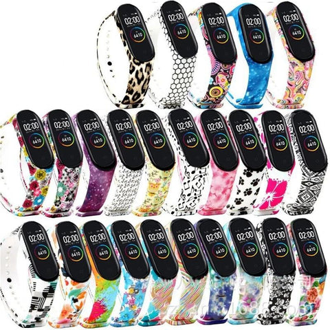 For Mi band 3 4 strap print silicone wrist strap