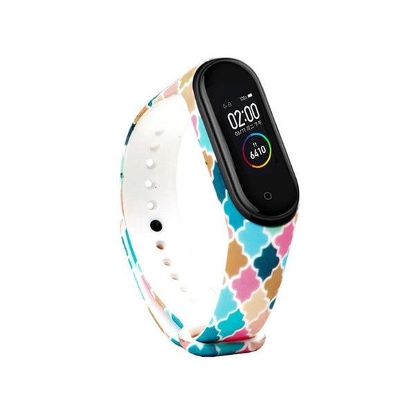 For Mi band 3 4 strap print silicone wrist strap