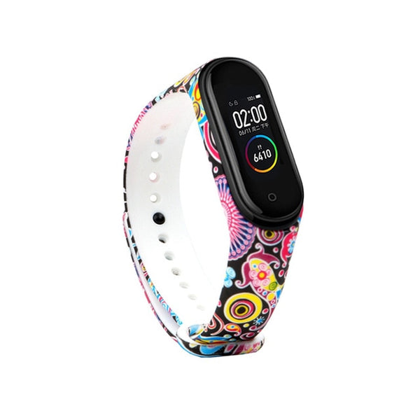 For Mi band 3 4 strap print silicone wrist strap