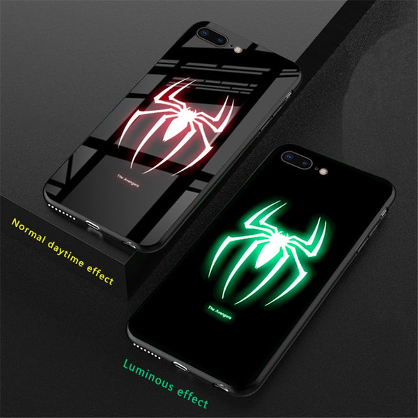 Luxury Marvel Luminous Tempered Glass Case For iPhone