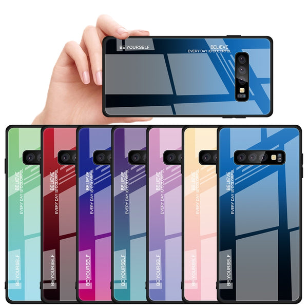 Color Case  For Samsung Tempered Glass Cover