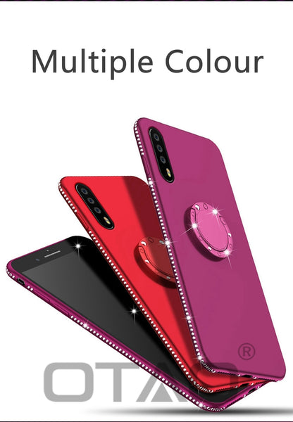 3D Diamond Phone Case with Ring Holder TPU Cover