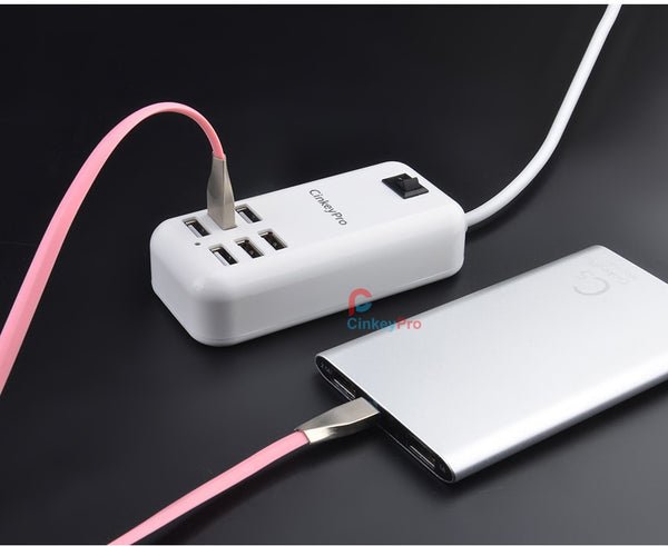 EU Plug 6 Ports Multiple Wall USB Charger 15W 3A Smart Adapter