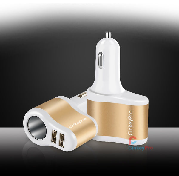Car Charger Cigarette Lighter 2-Ports USB   2.1A  For iPhone & Samsung