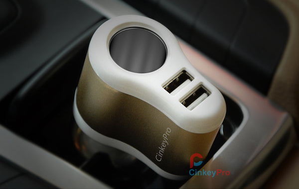 Car Charger Cigarette Lighter 2-Ports USB   2.1A  For iPhone & Samsung