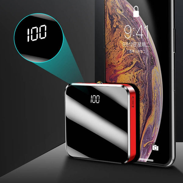 20000 mAh Power Bank Portable Charger 2 USB Mirror Screen