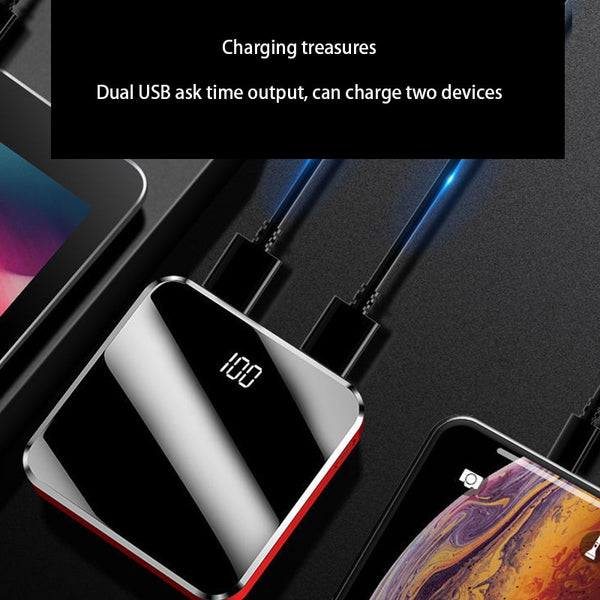 20000 mAh Power Bank Portable Charger 2 USB Mirror Screen