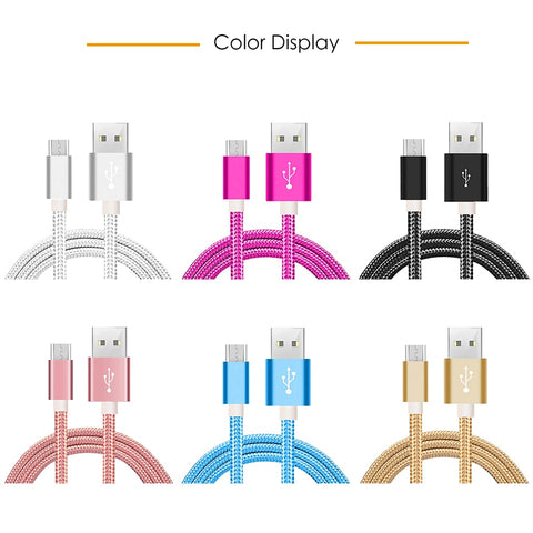 Micro USB Cable, Nylon Fast Charging Data Sync Cable for Samsung, Huawei & Xiaomi