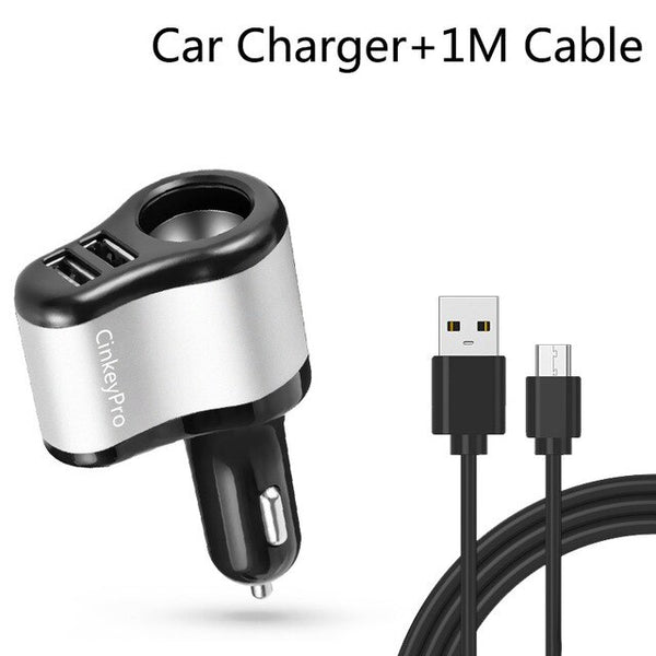 Car Charger Cigarette Lighter 2-Ports USB   2.1A  For iPhone & Samsung