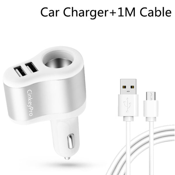 Car Charger Cigarette Lighter 2-Ports USB   2.1A  For iPhone & Samsung