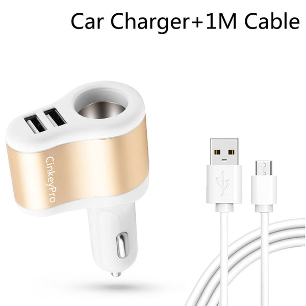 Car Charger Cigarette Lighter 2-Ports USB   2.1A  For iPhone & Samsung