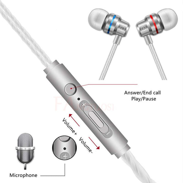 Professional Wired Earphone 3.5mm Metal In Ear Headset With Microphone