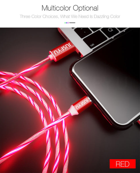 Magnetic Cable LED Glow Flowing Fast  Charging Micro USB Cable