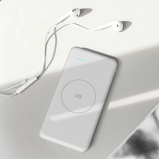 Slim 10000mAh Qi Wireless Charger Power Bank  External Battery
