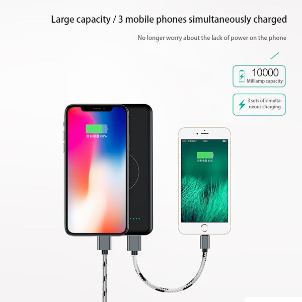 Slim 10000mAh Qi Wireless Charger Power Bank  External Battery