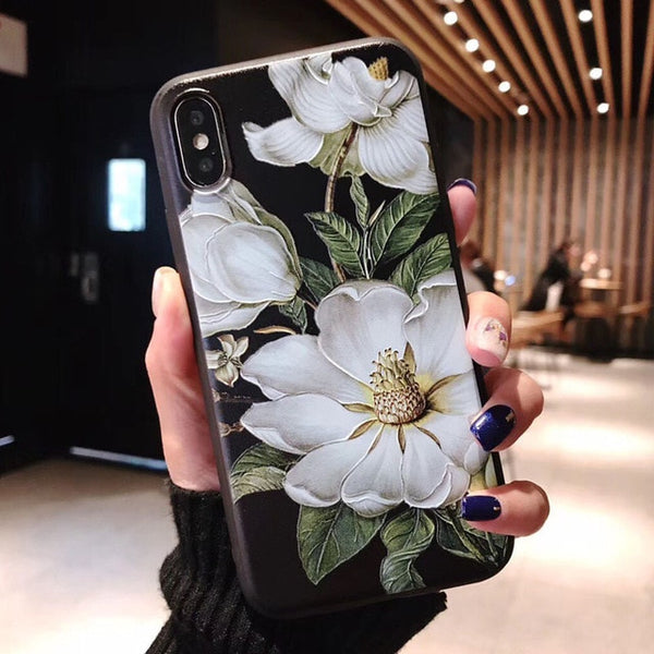 3D Emboss Flower Phone Case For iPhone