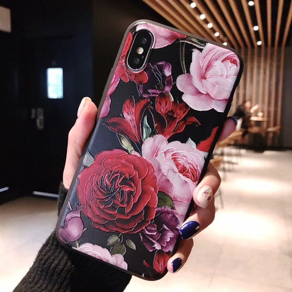 3D Emboss Flower Phone Case For iPhone