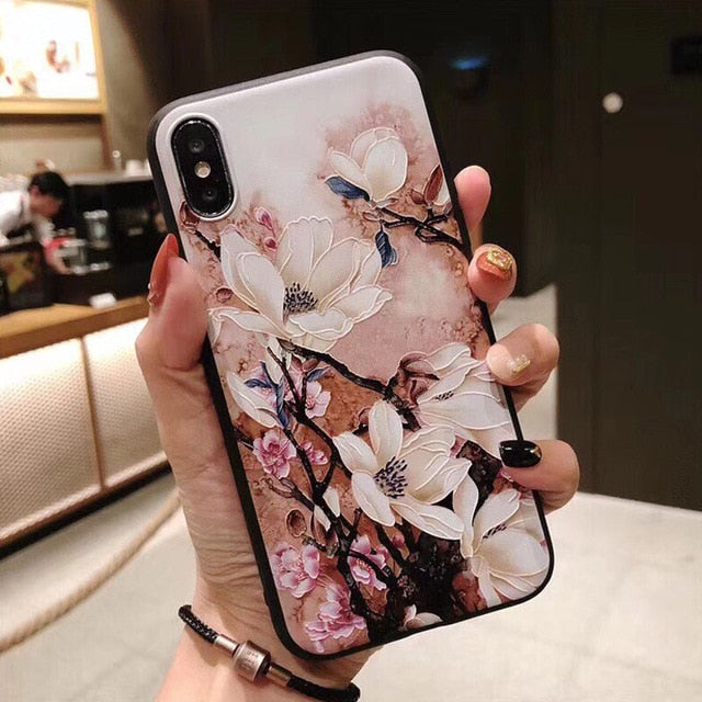 3D Emboss Flower Phone Case For iPhone