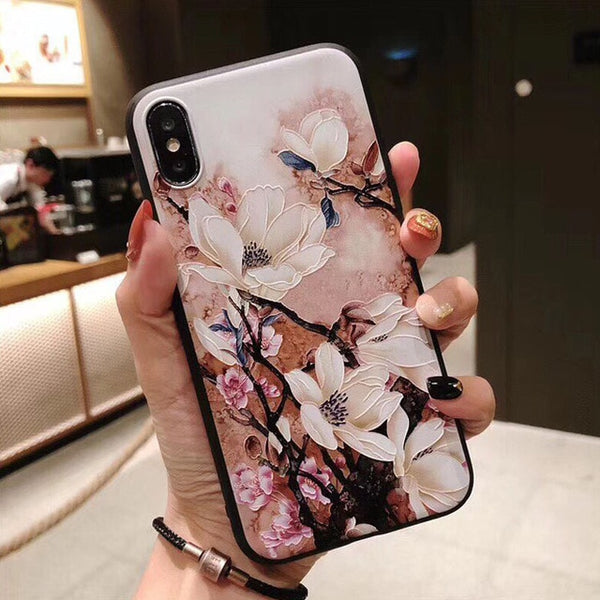 3D Emboss Flower Phone Case For iPhone