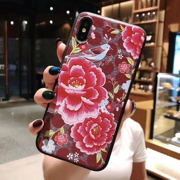 3D Emboss Flower Phone Case For iPhone