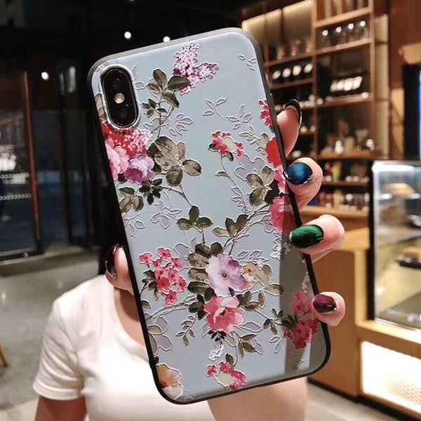3D Emboss Flower Phone Case For iPhone
