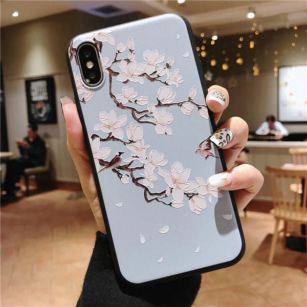 3D Emboss Flower Phone Case For iPhone