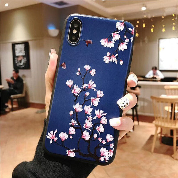 3D Emboss Flower Phone Case For iPhone