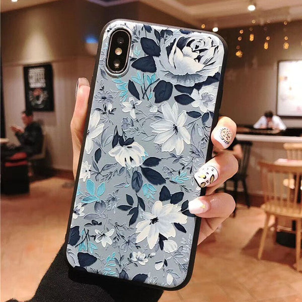 3D Emboss Flower Phone Case For iPhone