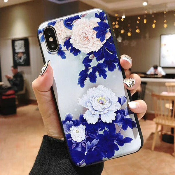 3D Emboss Flower Phone Case For iPhone