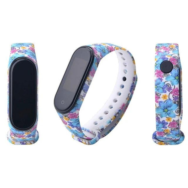 For Mi band 3 4 strap print silicone wrist strap