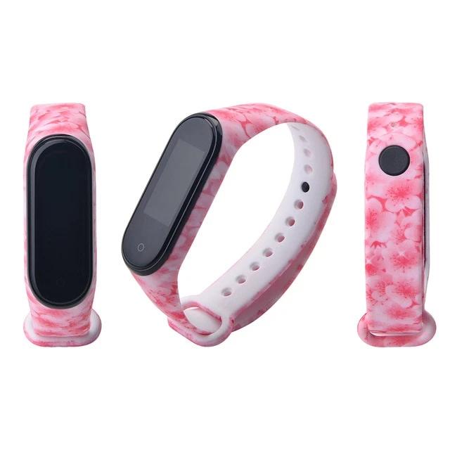 For Mi band 3 4 strap print silicone wrist strap