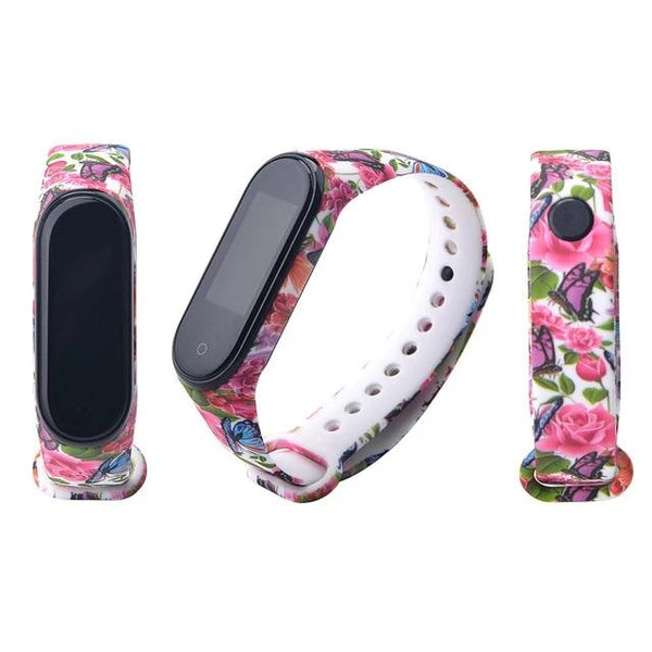 For Mi band 3 4 strap print silicone wrist strap