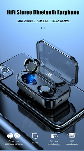 Bluetooth Earphone with Microphone Sport Waterproof Headset+3300mAh