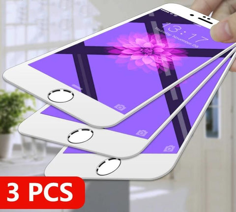 3Pcs/lot Protective glass  Full Cover Tempered Glass for iPhone