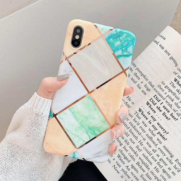 Electroplate Geometric Marble Phone Case For Huawei