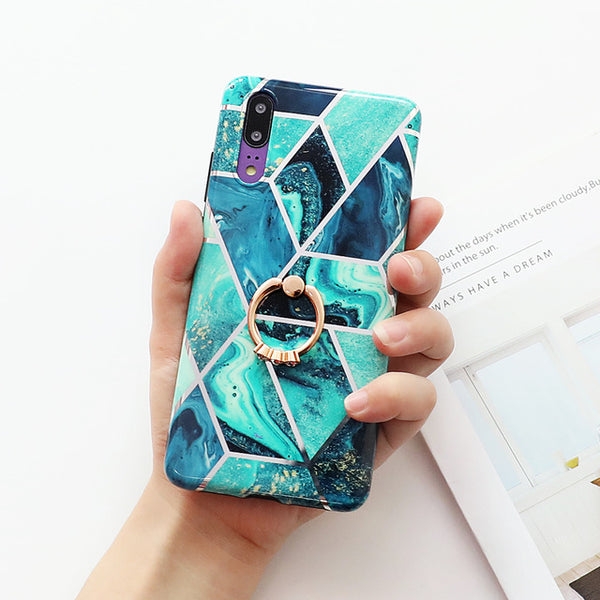 Electroplate Geometric Marble Phone Case For Huawei