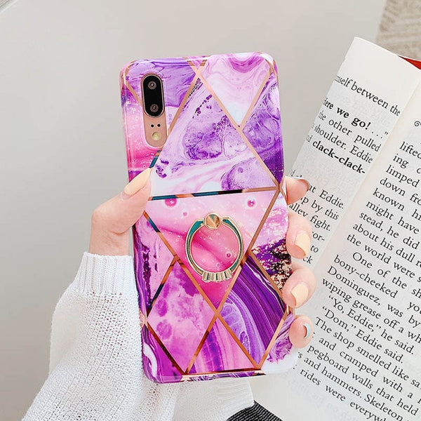 Electroplate Geometric Marble Phone Case For Huawei