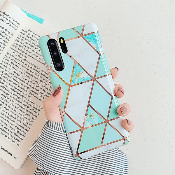 Electroplate Geometric Marble Phone Case For Huawei