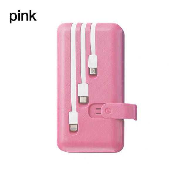 Portable Power Bank Fast Charger Built in 3 Cables External Battery Charger