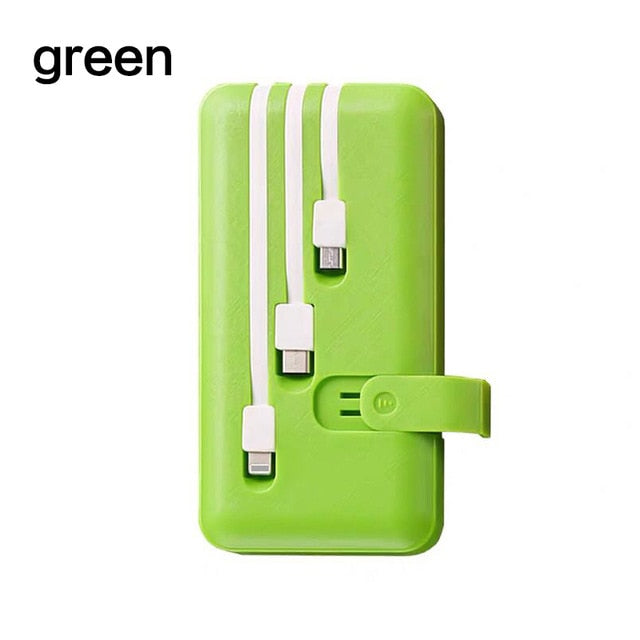 Portable Power Bank Fast Charger Built in 3 Cables External Battery Charger