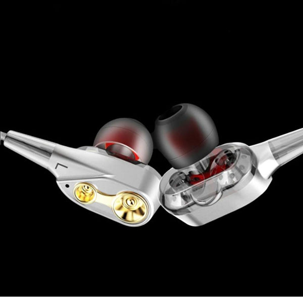 High Bass Headsets Sports Earphones Dual Drive Stereo In-Ear With Microphone