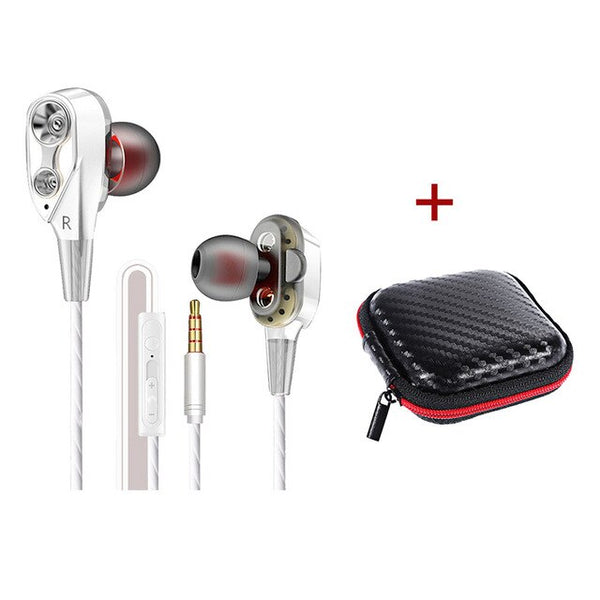 High Bass Headsets Sports Earphones Dual Drive Stereo In-Ear With Microphone