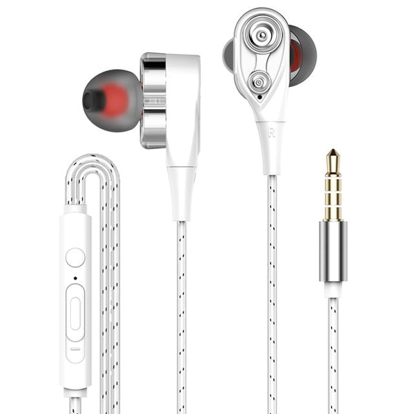 High Bass Headsets Sports Earphones Dual Drive Stereo In-Ear With Microphone