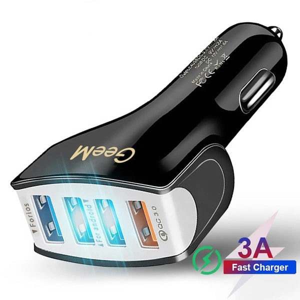 4USB QC 3.0 Car Charger Quick Charge 3.0 Phone Charging Car Fast Charger