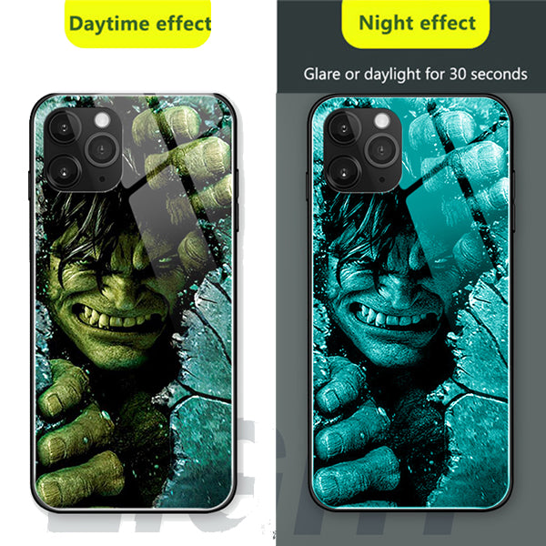 Luxury Marvel Luminous Tempered Glass Case For iPhone