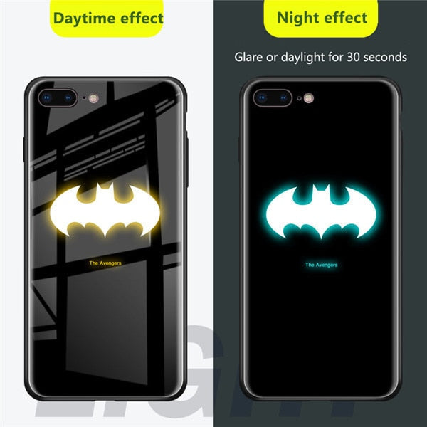 Luxury Marvel Luminous Tempered Glass Case For iPhone